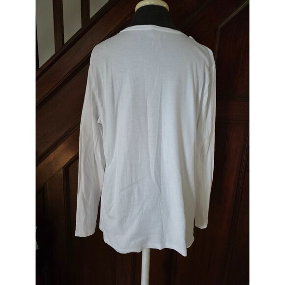 Chicos White Cotton Long Sleeve V-Neck Top Size 3. Xl - Picture 2 of 6